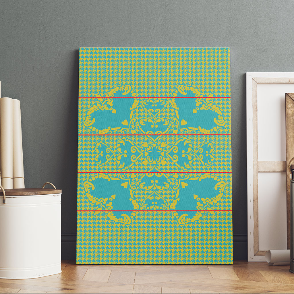 Green Hearts Crown Traditional Geometry Canvas Wall Art Seanamarena Basotho Blanket Inspired