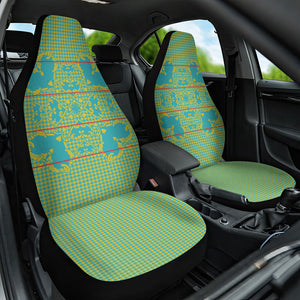 Green Hearts Crown Traditional Geometry Car Seat Cover Seanamarena Basotho Blanket Inspired