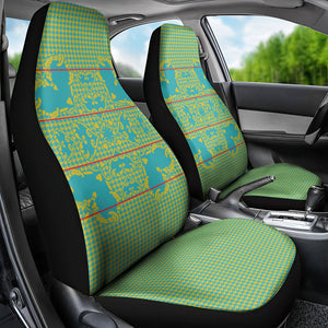 Green Hearts Crown Traditional Geometry Car Seat Cover Seanamarena Basotho Blanket Inspired