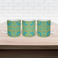 Green Hearts Crown Traditional Geometry Ceramic Mug Seanamarena Basotho Blanket Inspired