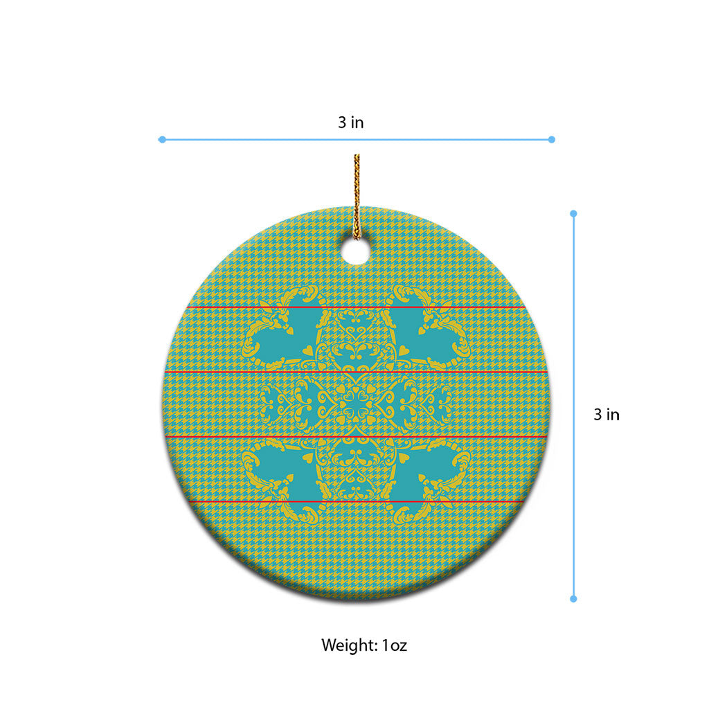 Green Hearts Crown Traditional Geometry Ceramic Ornament Seanamarena Basotho Blanket Inspired