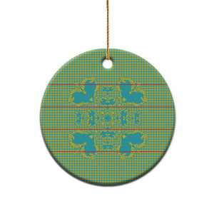 Green Hearts Crown Traditional Geometry Ceramic Ornament Seanamarena Basotho Blanket Inspired