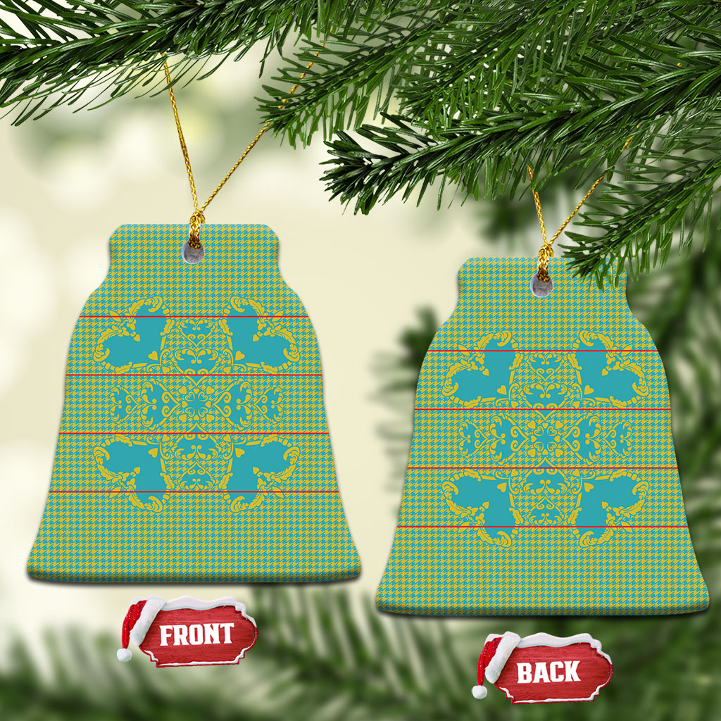 Green Hearts Crown Traditional Geometry Ceramic Ornament Seanamarena Basotho Blanket Inspired