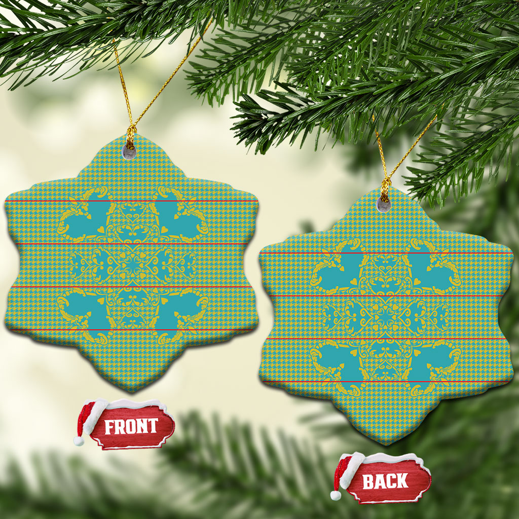Green Hearts Crown Traditional Geometry Ceramic Ornament Seanamarena Basotho Blanket Inspired