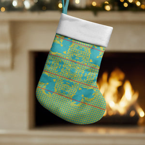 Green Hearts Crown Traditional Geometry Christmas Stocking Seanamarena Basotho Blanket Inspired