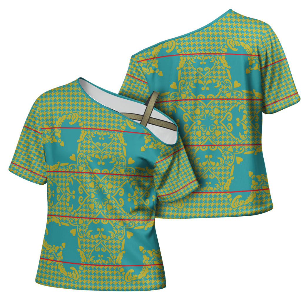 Green Hearts Crown Traditional Geometry Cross Shoulder Shirt Seanamarena Basotho Blanket Inspired