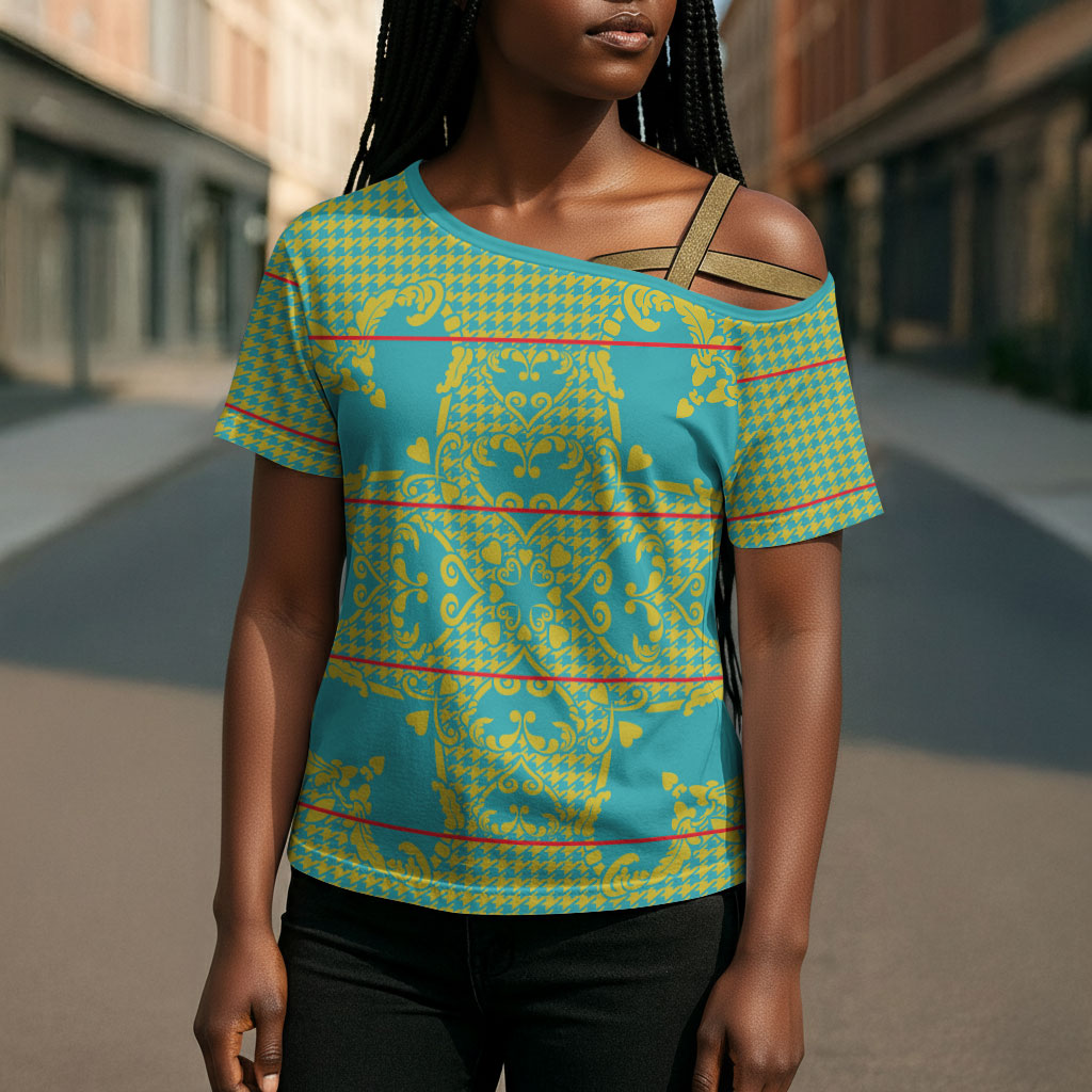 Green Hearts Crown Traditional Geometry Cross Shoulder Shirt Seanamarena Basotho Blanket Inspired