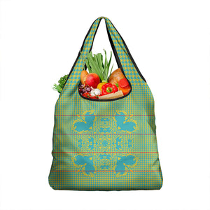 Green Hearts Crown Traditional Geometry Grocery Bag Seanamarena Basotho Blanket Inspired