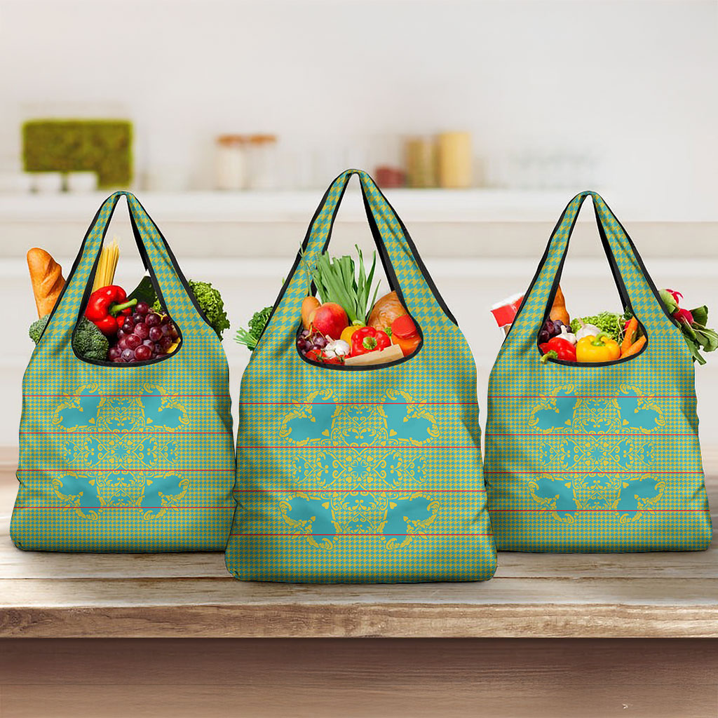 Green Hearts Crown Traditional Geometry Grocery Bag Seanamarena Basotho Blanket Inspired