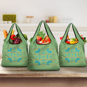 Green Hearts Crown Traditional Geometry Grocery Bag Seanamarena Basotho Blanket Inspired