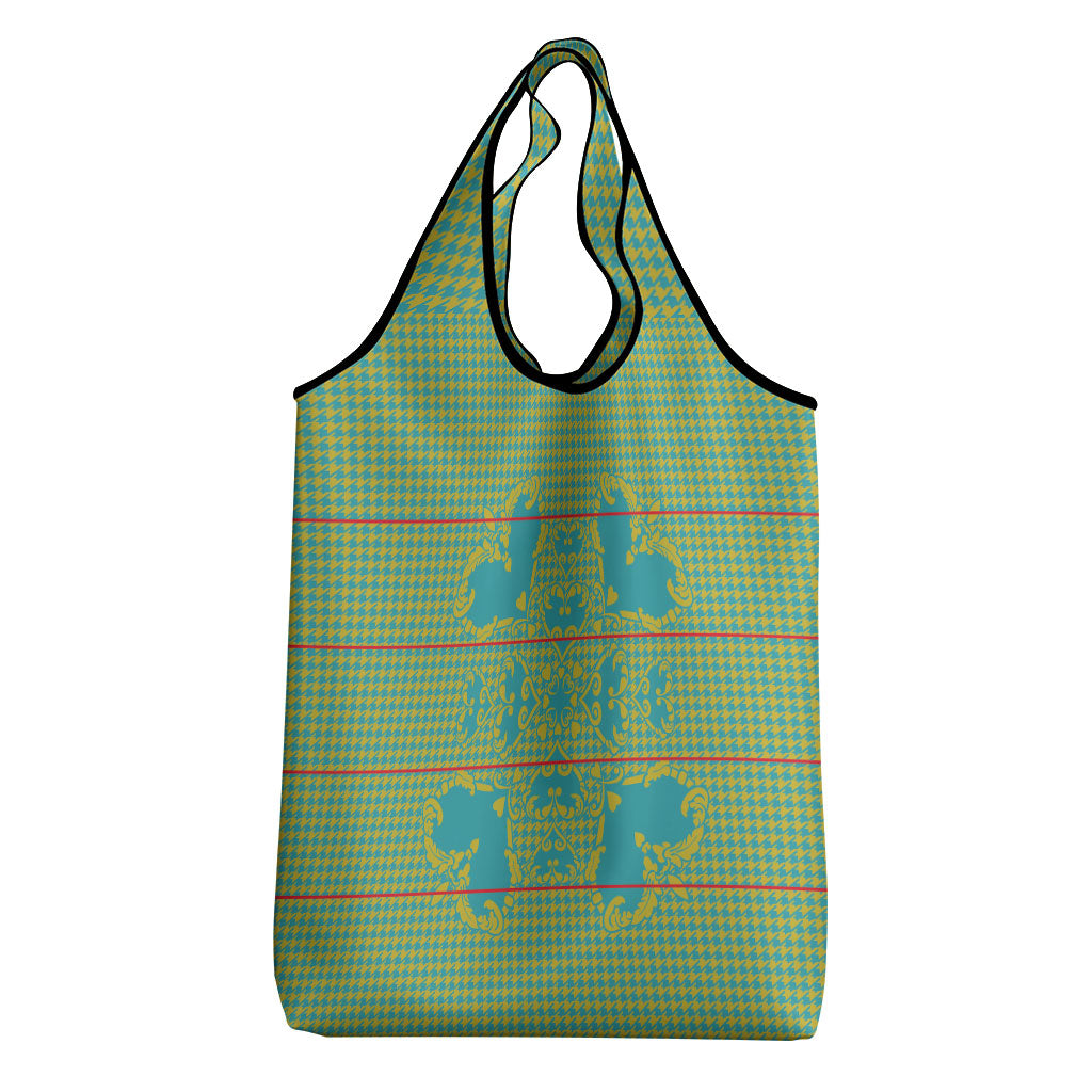 Green Hearts Crown Traditional Geometry Grocery Bag Seanamarena Basotho Blanket Inspired