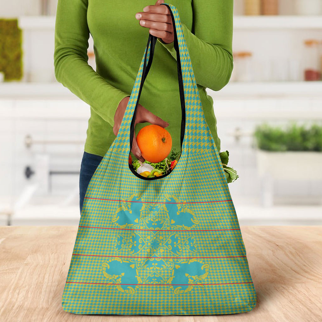 Green Hearts Crown Traditional Geometry Grocery Bag Seanamarena Basotho Blanket Inspired