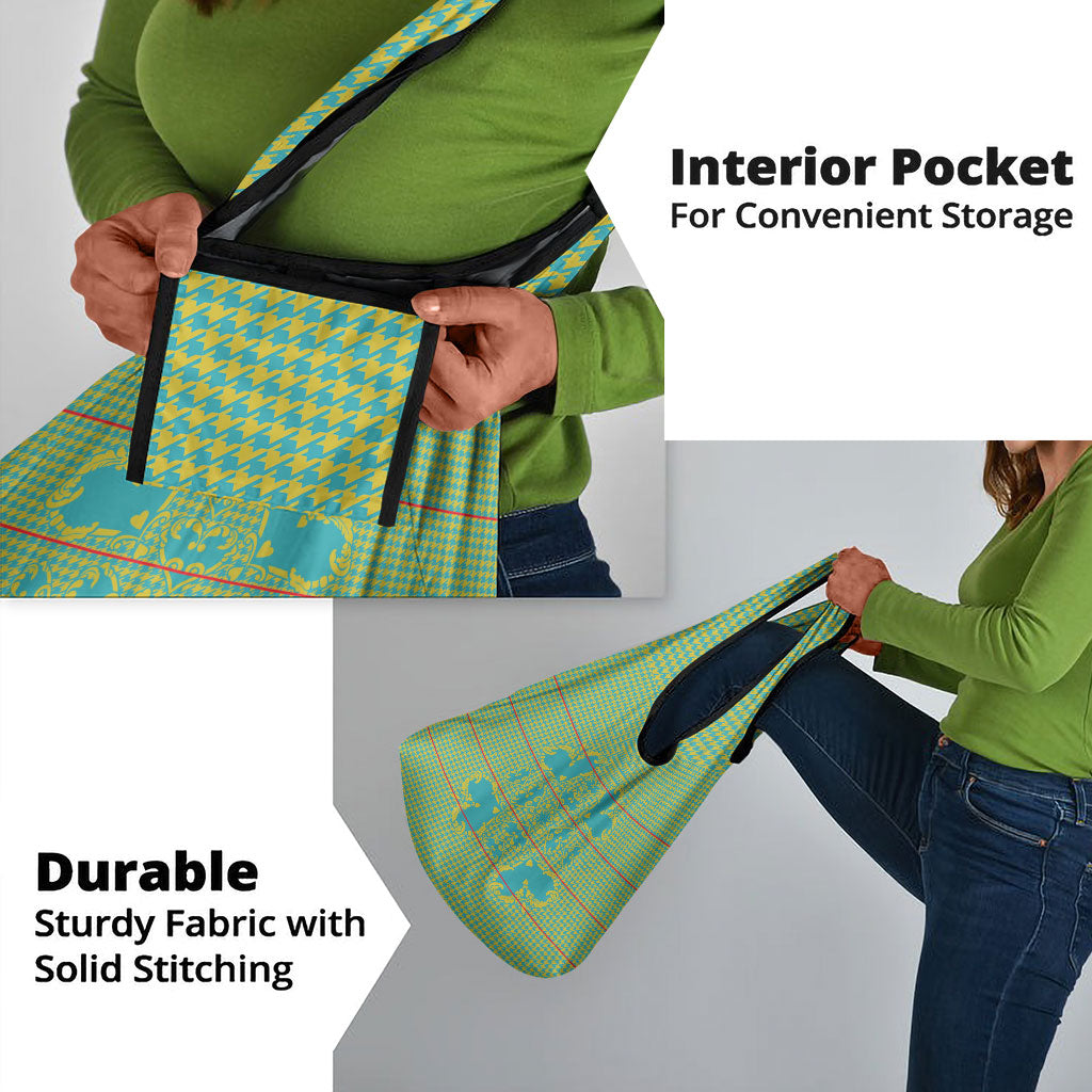 Green Hearts Crown Traditional Geometry Grocery Bag Seanamarena Basotho Blanket Inspired