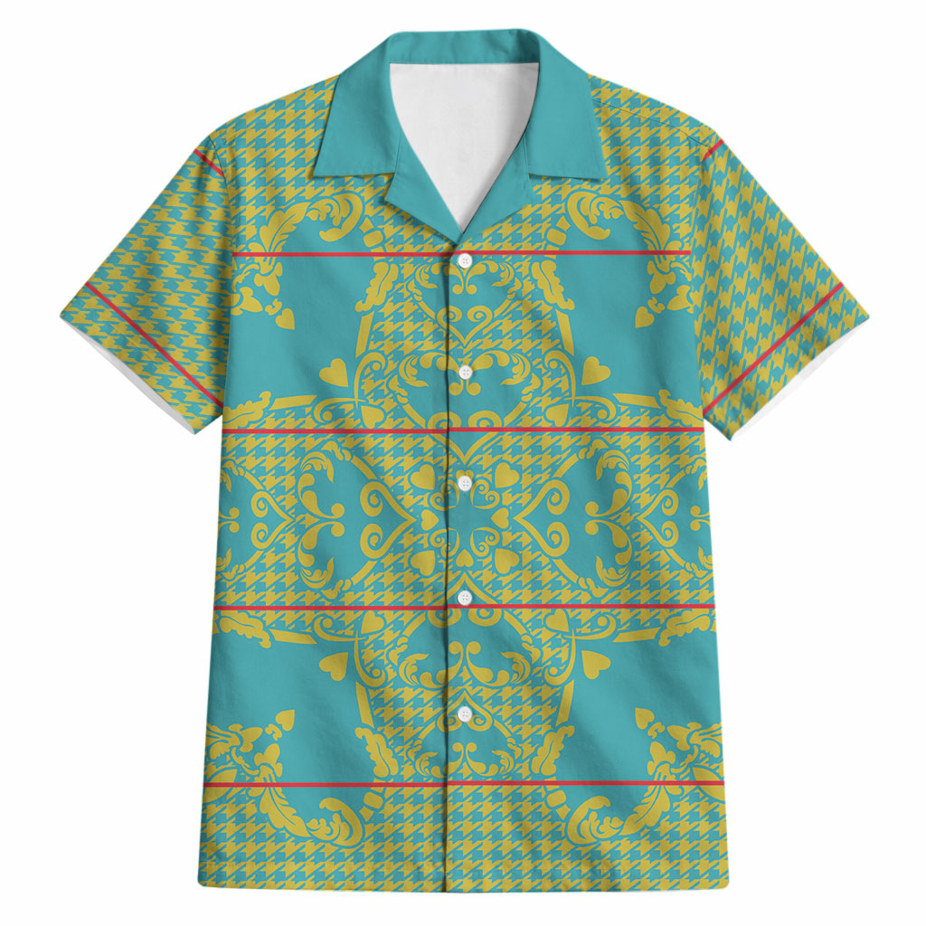 Green Hearts Crown Traditional Geometry Hawaiian Shirt Seanamarena Basotho Blanket Inspired