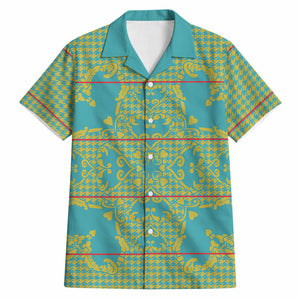 Green Hearts Crown Traditional Geometry Hawaiian Shirt Seanamarena Basotho Blanket Inspired
