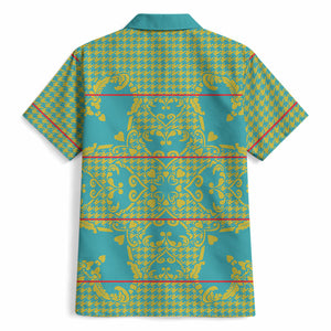 Green Hearts Crown Traditional Geometry Hawaiian Shirt Seanamarena Basotho Blanket Inspired