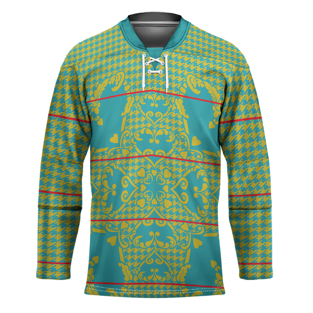 Green Hearts Crown Traditional Geometry Hockey Jersey Seanamarena Basotho Blanket Inspired