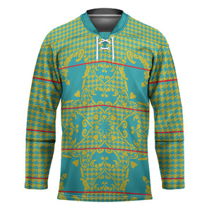 Green Hearts Crown Traditional Geometry Hockey Jersey Seanamarena Basotho Blanket Inspired