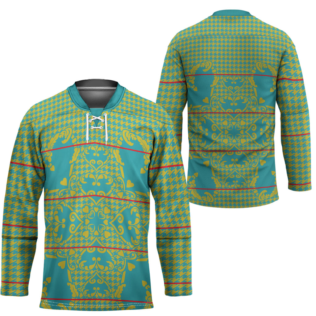 Green Hearts Crown Traditional Geometry Hockey Jersey Seanamarena Basotho Blanket Inspired
