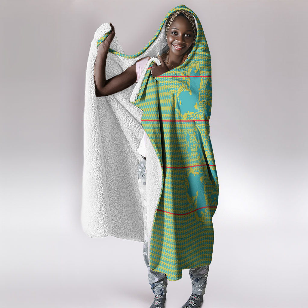 Green Hearts Crown Traditional Geometry Hooded Blanket Seanamarena Basotho Blanket Inspired