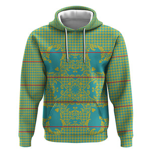 Green Hearts Crown Traditional Geometry Hoodie Seanamarena Basotho Blanket Inspired