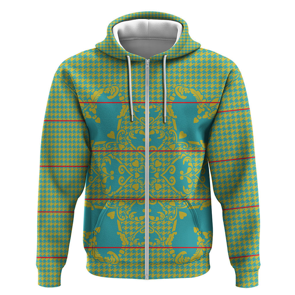 Green Hearts Crown Traditional Geometry Hoodie Seanamarena Basotho Blanket Inspired