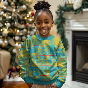 Green Hearts Crown Traditional Geometry Kid Ugly Christmas Sweater Seanamarena Basotho Blanket Inspired