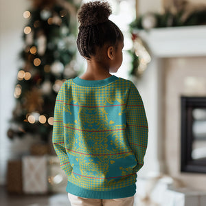 Green Hearts Crown Traditional Geometry Kid Ugly Christmas Sweater Seanamarena Basotho Blanket Inspired