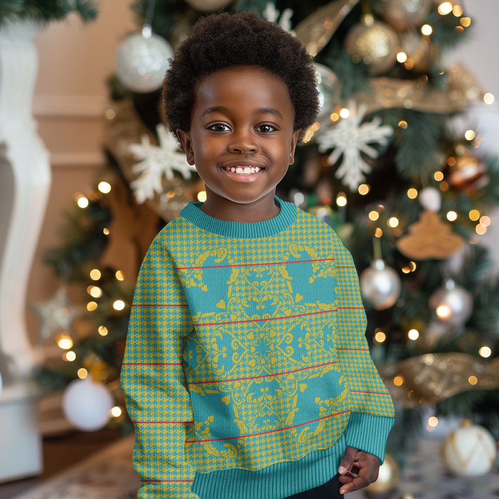 Green Hearts Crown Traditional Geometry Kid Ugly Christmas Sweater Seanamarena Basotho Blanket Inspired