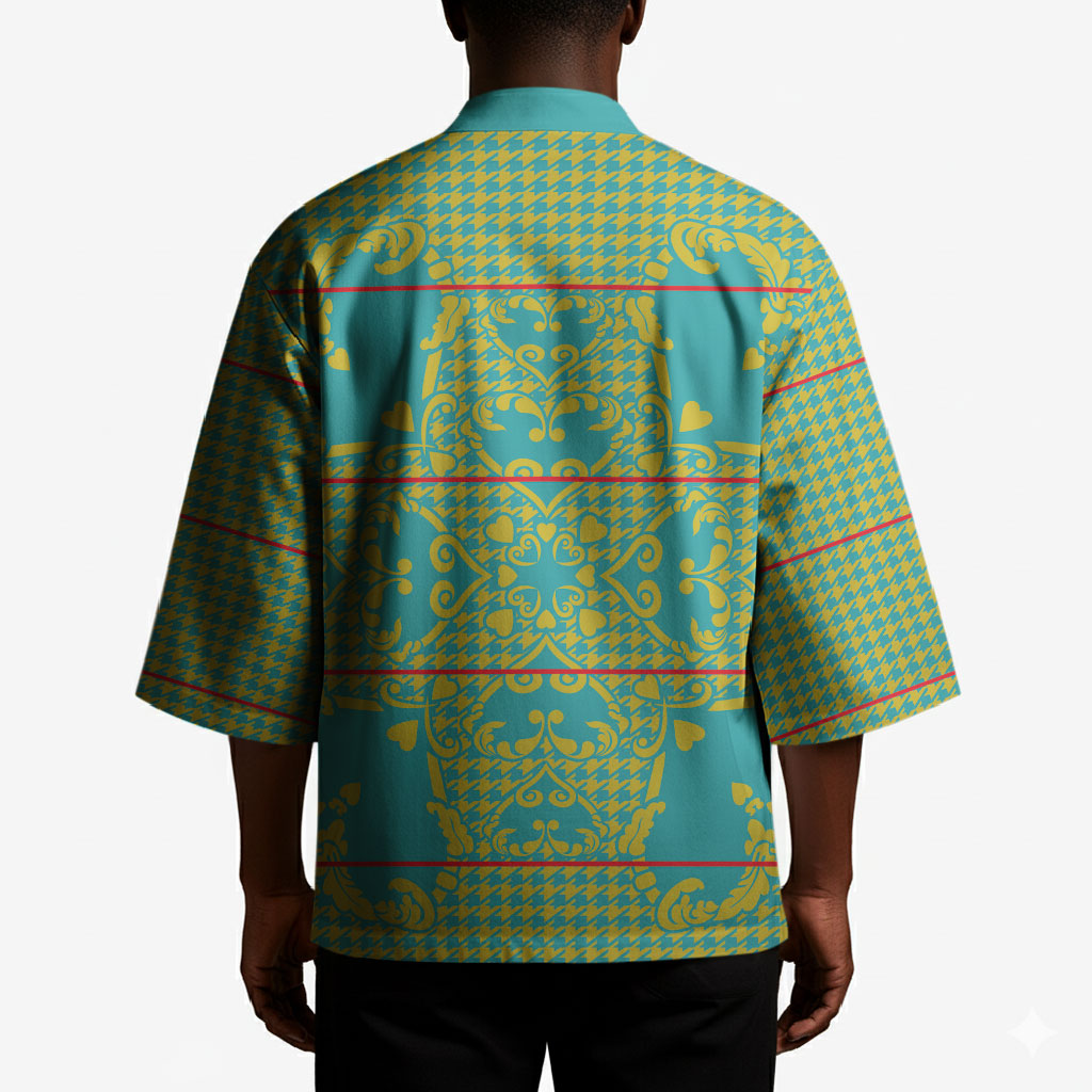 Green Hearts Crown Traditional Geometry Kimono Seanamarena Basotho Blanket Inspired