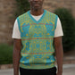 Green Hearts Crown Traditional Geometry Christmas Knitted V-Neck Vest Seanamarena Basotho Blanket Inspired