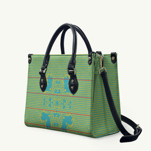 Green Hearts Crown Traditional Geometry Leather Bag Seanamarena Basotho Blanket Inspired