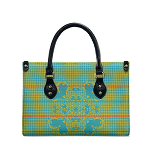 Green Hearts Crown Traditional Geometry Leather Bag Seanamarena Basotho Blanket Inspired