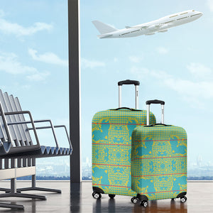 Green Hearts Crown Traditional Geometry Luggage Cover Seanamarena Basotho Blanket Inspired