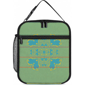 Green Hearts Crown Traditional Geometry Lunch Bag Seanamarena Basotho Blanket Inspired