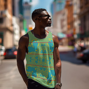 Green Hearts Crown Traditional Geometry Men Tank Top Seanamarena Basotho Blanket Inspired