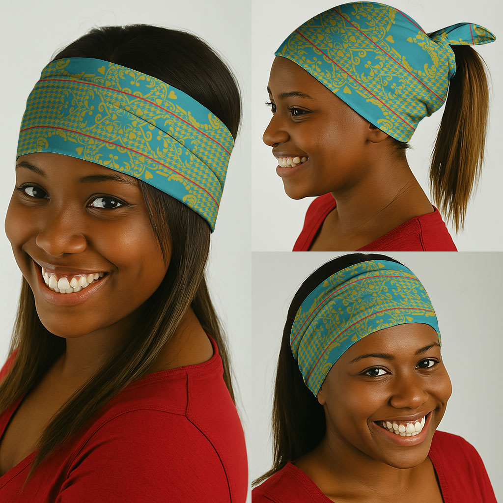 Green Hearts Crown Traditional Geometry Neck Gaiter Seanamarena Basotho Blanket Inspired