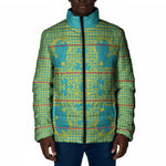 Green Hearts Crown Traditional Geometry Padded Jacket Seanamarena Basotho Blanket Inspired