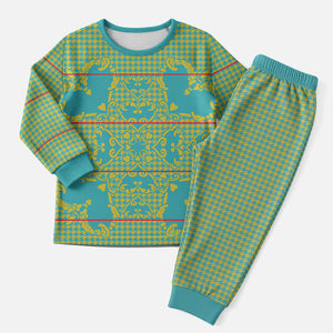 Green Hearts Crown Traditional Geometry Christmas Pajama Set Seanamarena Basotho Blanket Inspired