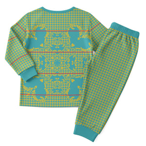 Green Hearts Crown Traditional Geometry Christmas Pajama Set Seanamarena Basotho Blanket Inspired