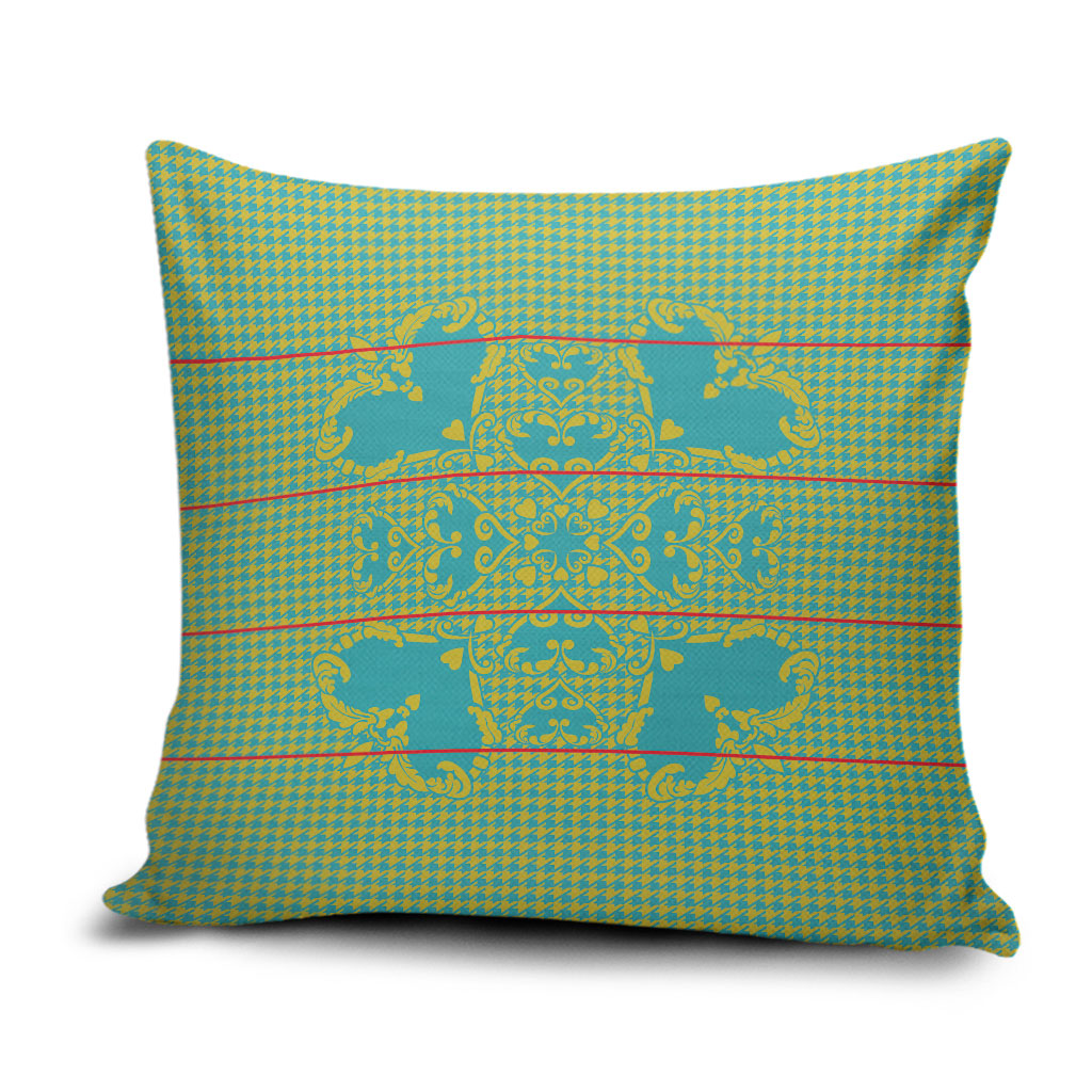 Green Hearts Crown Traditional Geometry Pillow Cover Seanamarena Basotho Blanket Inspired