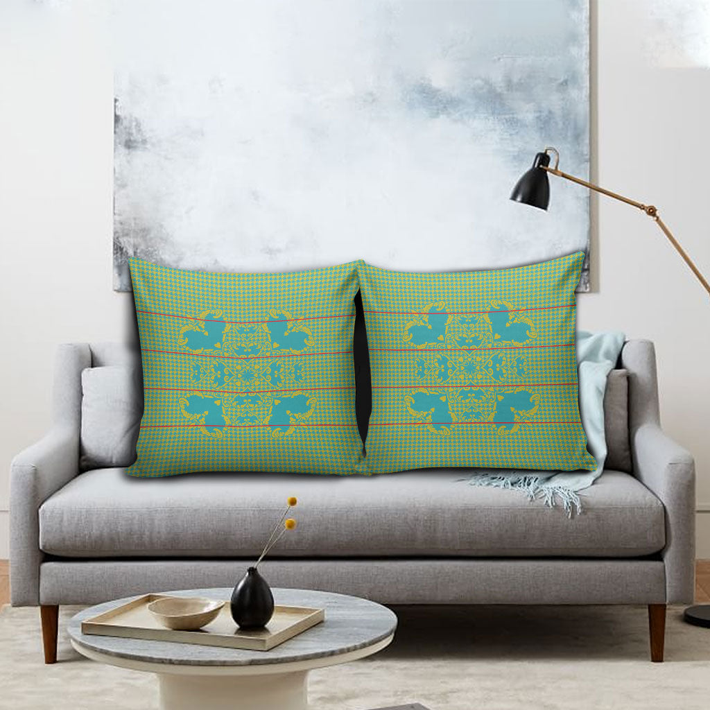 Green Hearts Crown Traditional Geometry Pillow Cover Seanamarena Basotho Blanket Inspired