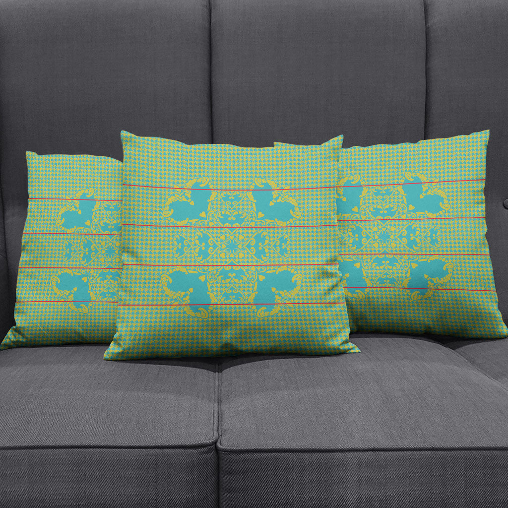 Green Hearts Crown Traditional Geometry Pillow Cover Seanamarena Basotho Blanket Inspired