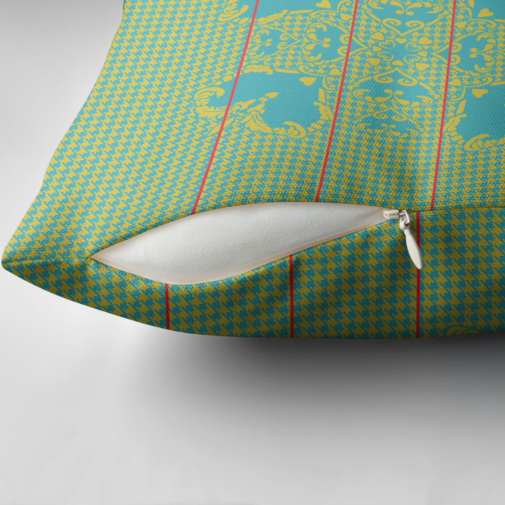 Green Hearts Crown Traditional Geometry Pillow Cover Seanamarena Basotho Blanket Inspired