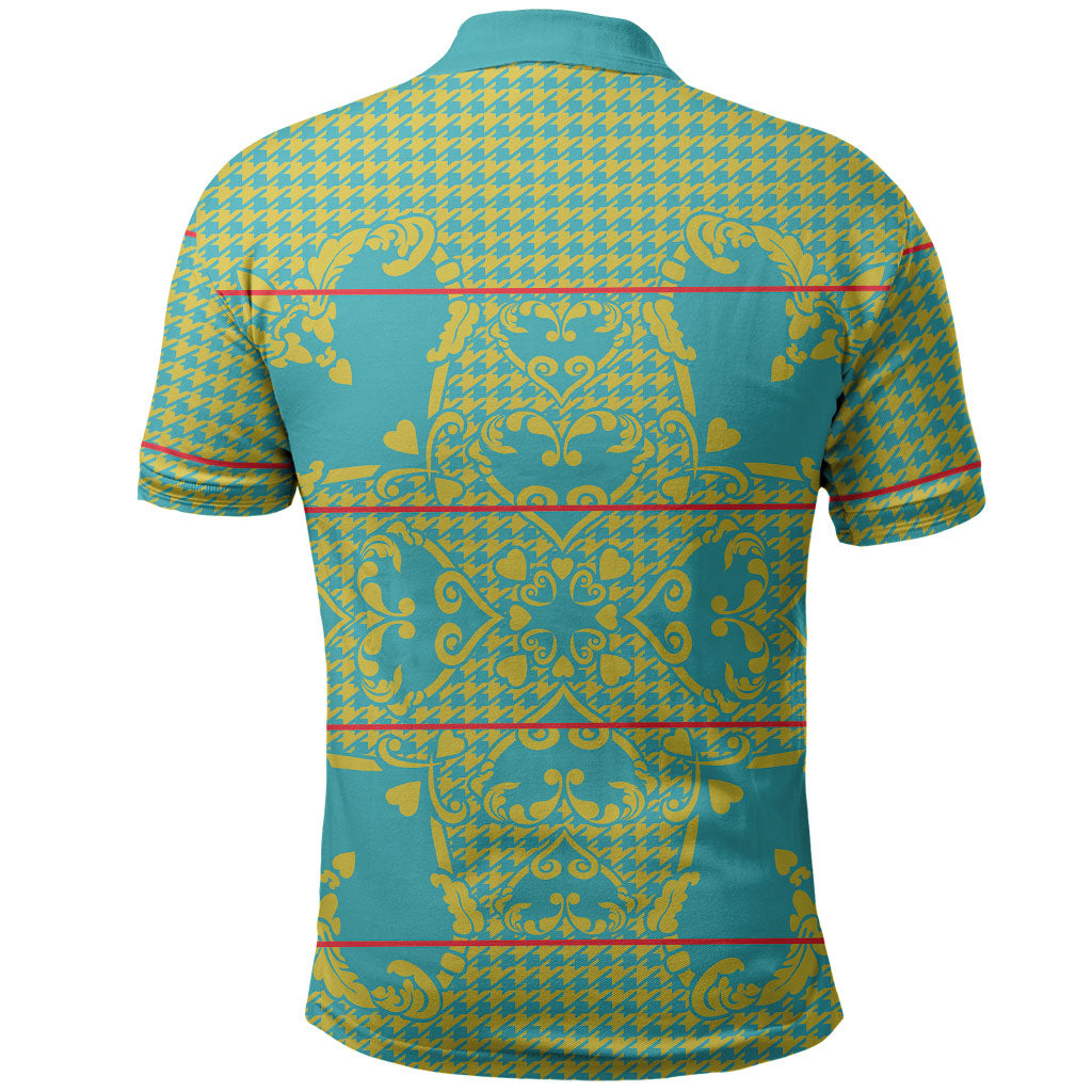 Green Hearts Crown Traditional Geometry Polo Shirt Seanamarena Basotho Blanket Inspired