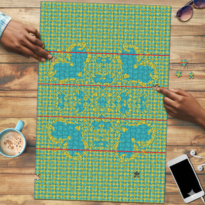 Green Hearts Crown Traditional Geometry Puzzle Seanamarena Basotho Blanket Inspired