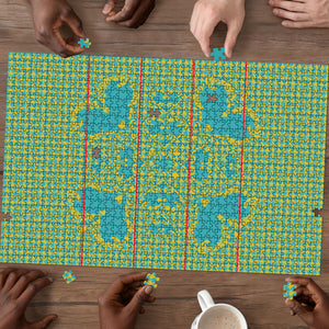 Green Hearts Crown Traditional Geometry Puzzle Seanamarena Basotho Blanket Inspired