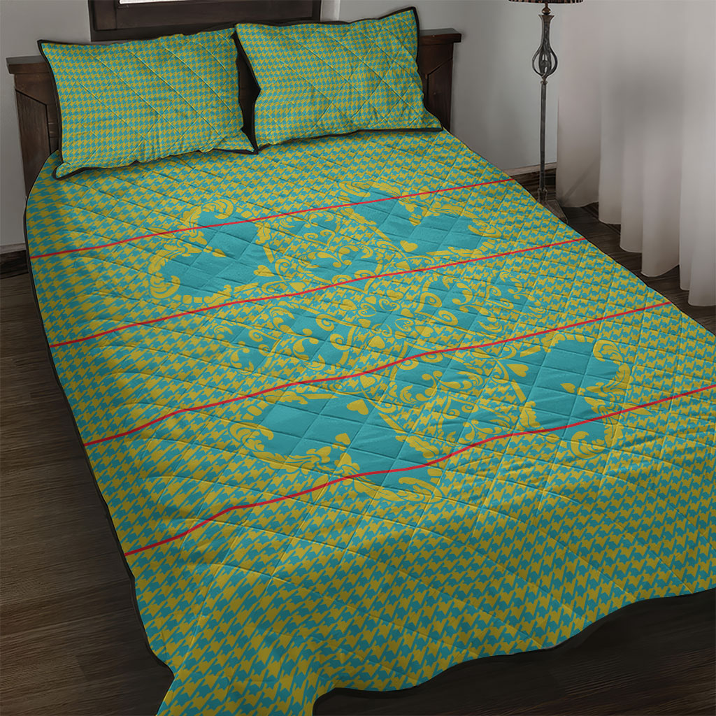 Green Hearts Crown Traditional Geometry Quilt Bed Set Seanamarena Basotho Blanket Inspired