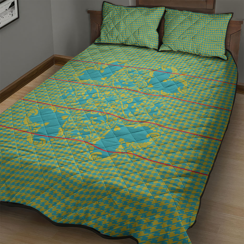 Green Hearts Crown Traditional Geometry Quilt Bed Set Seanamarena Basotho Blanket Inspired