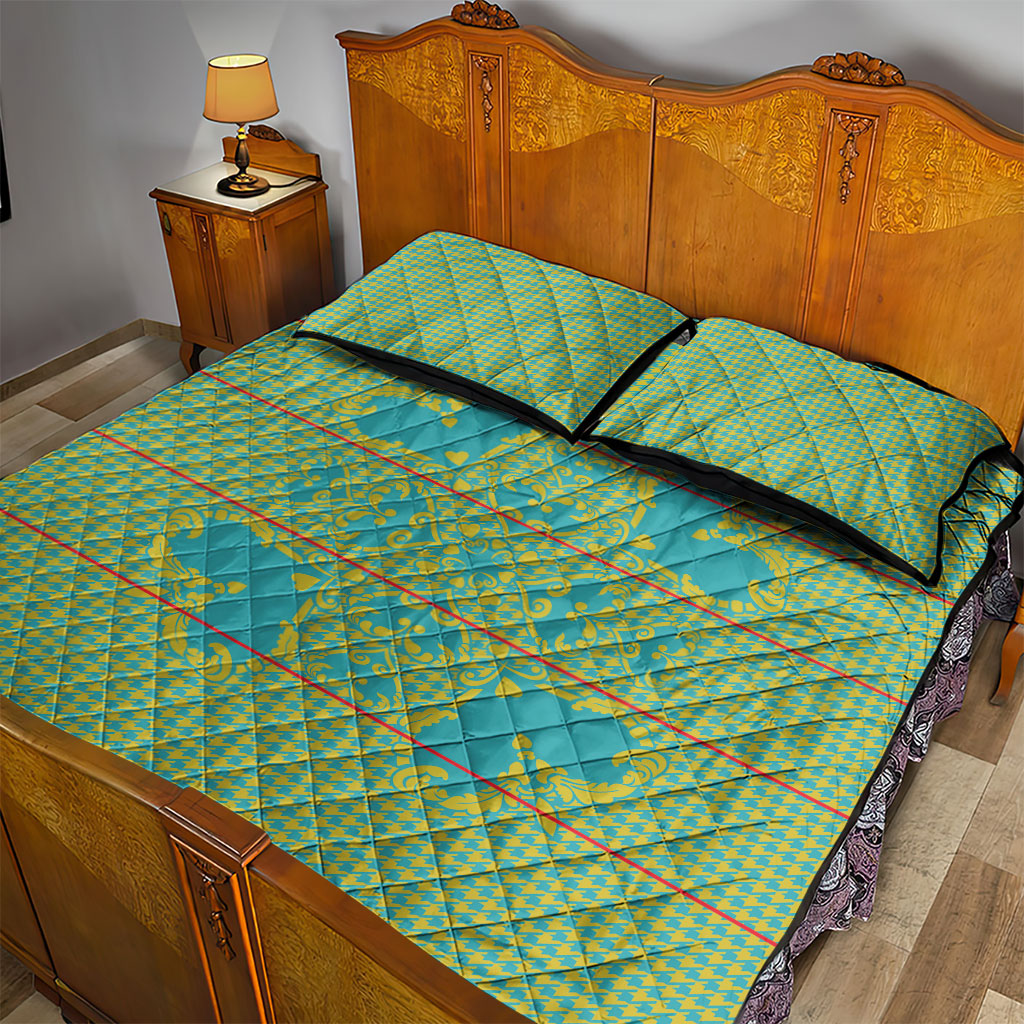 Green Hearts Crown Traditional Geometry Quilt Bed Set Seanamarena Basotho Blanket Inspired